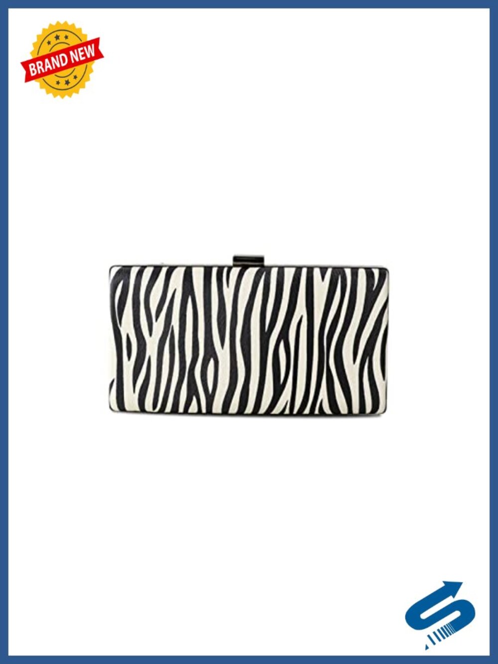 Zebra Print PU Leather Clutch Evening Bag with Chain Strap